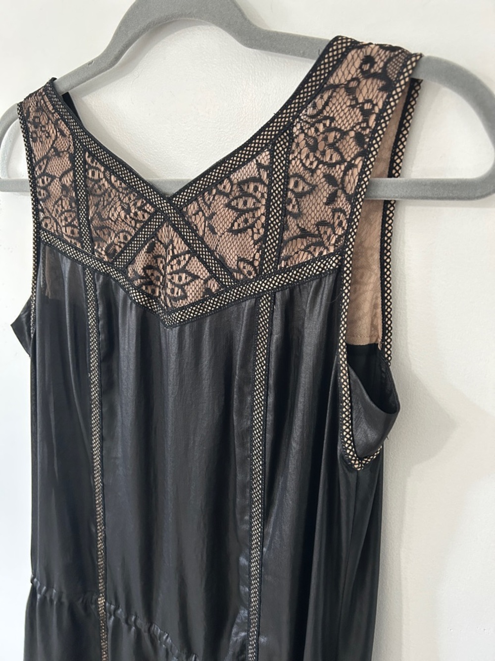 BCBGMaxAzria Greta Dress XXS Black Lace Low Waist Flapper Sleeveless Midi - Picture 5 of 16
